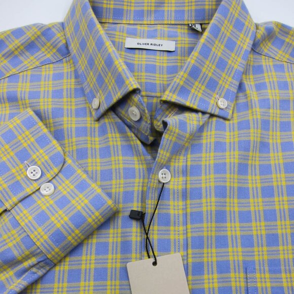 NWT Oliver Ridley Frank Plaid LS Sport Shirt in Periwinkle Blue 17.5x36 XL NEW - Picture 1 of 6